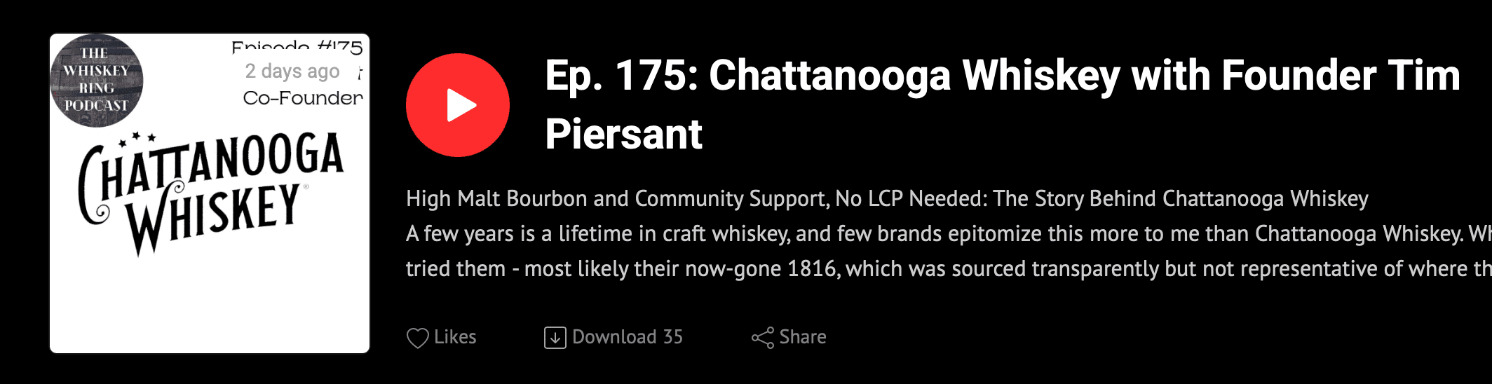 The Whiskey Ring Podcast: Ep. 175: Chattanooga Whiskey with Founder Tim Piersant